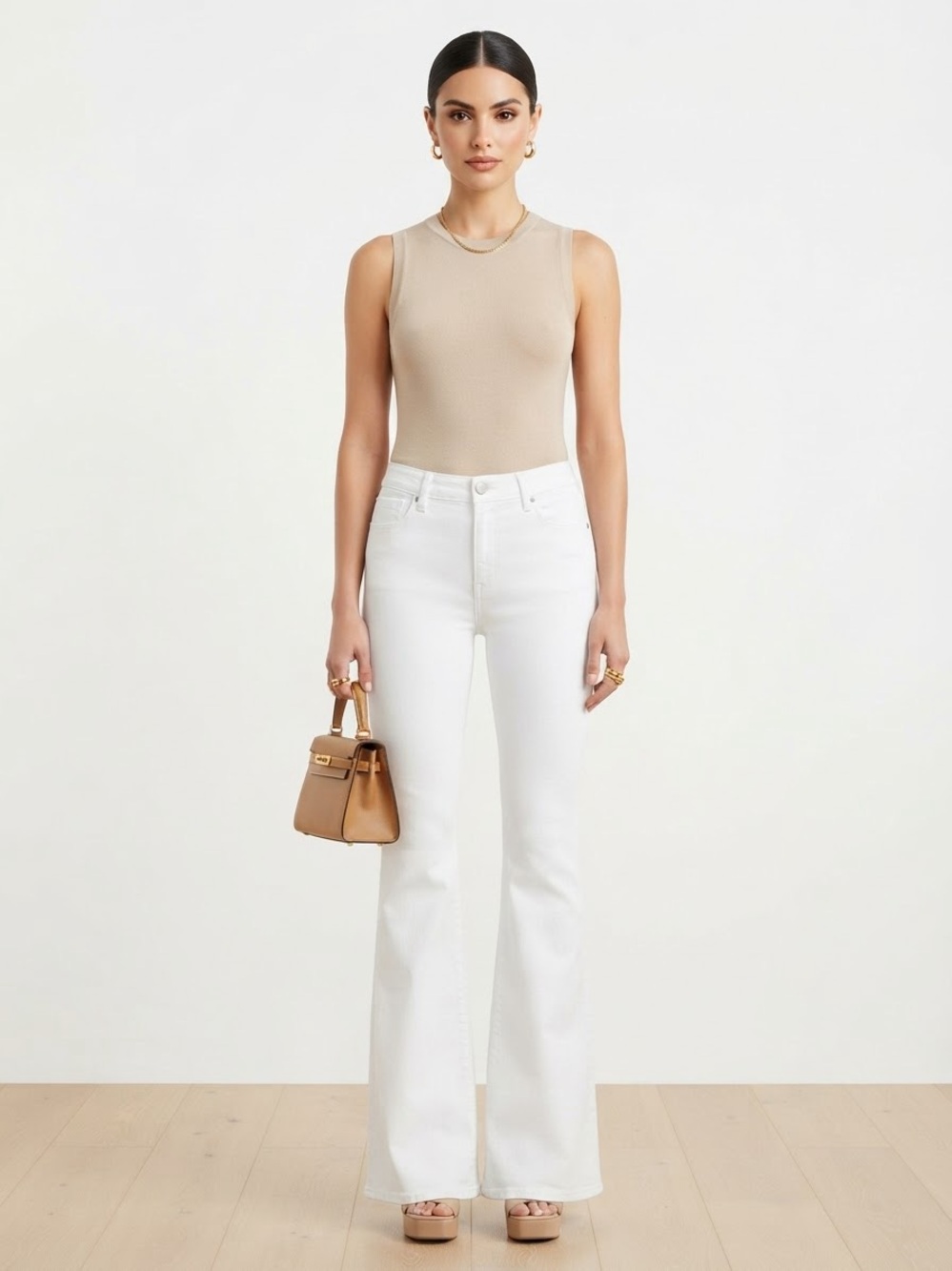 Antonio Melani White Stretch Jeans Women’s Size 30 Bootcut Mid Rise Cotton Blend